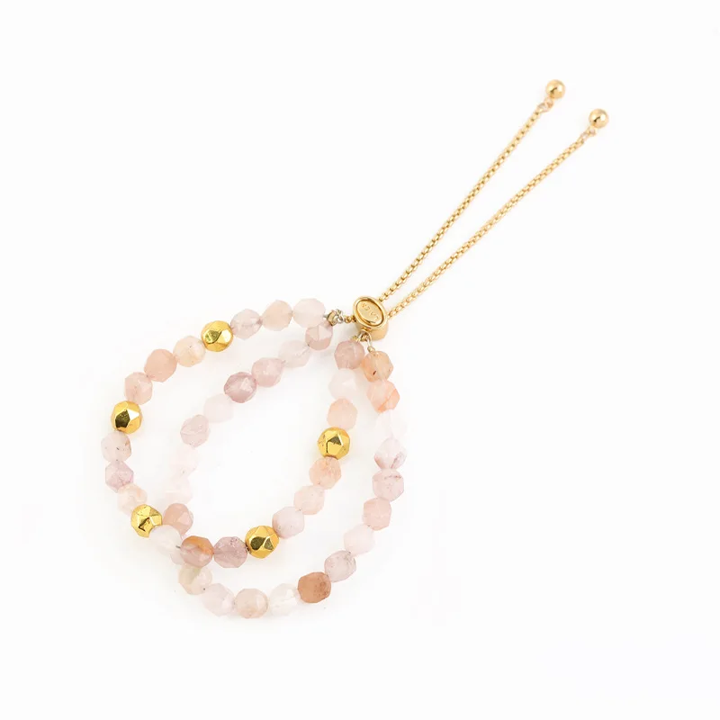 Double Layer Light Pink Quartz Bracelet Natural Stone Geometric Pink Crystal Beads Adjustable Bracelet
Double Layer Light Pink Quartz Bracelet Natural Stone Geometric Pink Crystal Beads Adjustable Bracelet