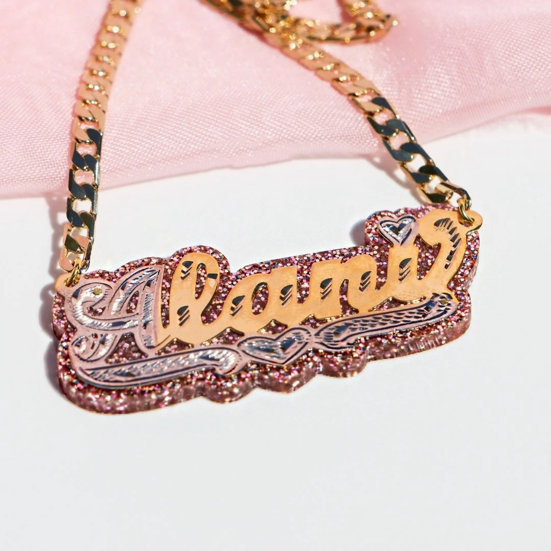 Hip Hop Double Plated Custom Name Double Layered Name Acrylic Necklace Gold, Picture
Hip Hop Double Plated Custom Name Double Layered Name Acrylic Necklace Gold, Picture