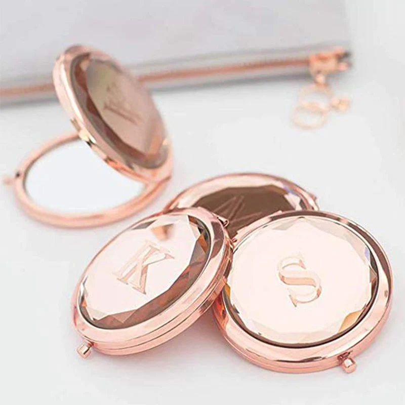 

Decorative mirrors Personalized Bridal Tribe Rose Gold Crystal pretty Makeup Mirror Bridesmaid Wedding Gift