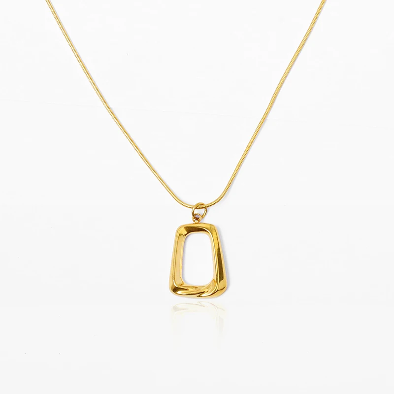Best selling gold plated stainless steel thin twist rope chain geometric hollow pendant necklace for women
Best selling gold plated stainless steel thin twist rope chain geometric hollow pendant necklace for women