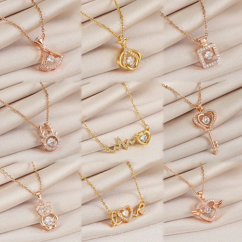 Luxury Stainless Steel 18K PVD Zircon Heart Love Pendant Necklace Women Cubic Zirconia Pendant Necklace For Gift
Luxury Stainless Steel 18K PVD Zircon Heart Love Pendant Necklace Women Cubic Zirconia Pendant Necklace For Gift