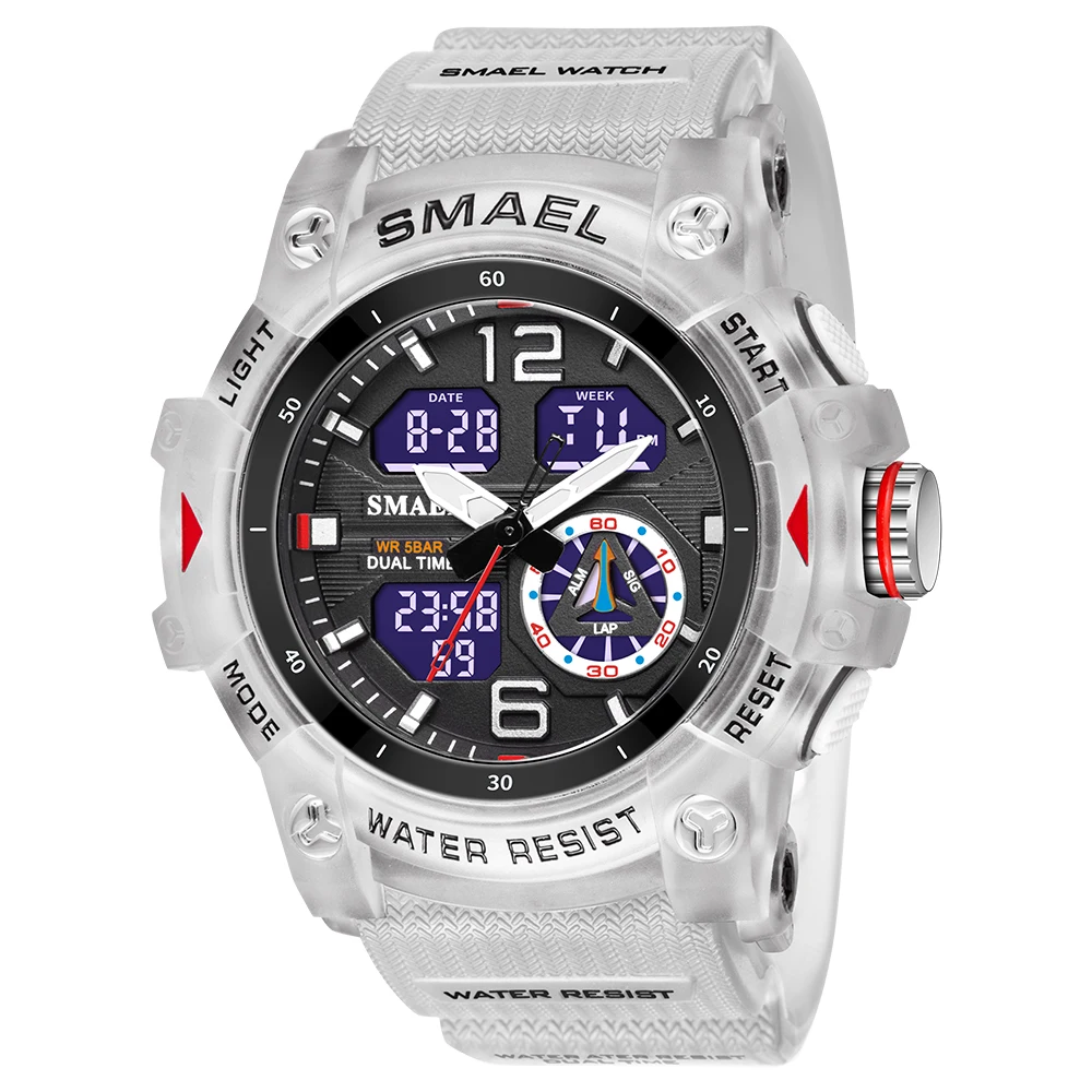 SMAEL 1642 Multifunction digital Quartz Movement Life waterproof mens warches, White
SMAEL 1642 Multifunction digital Quartz Movement Life waterproof mens warches, White