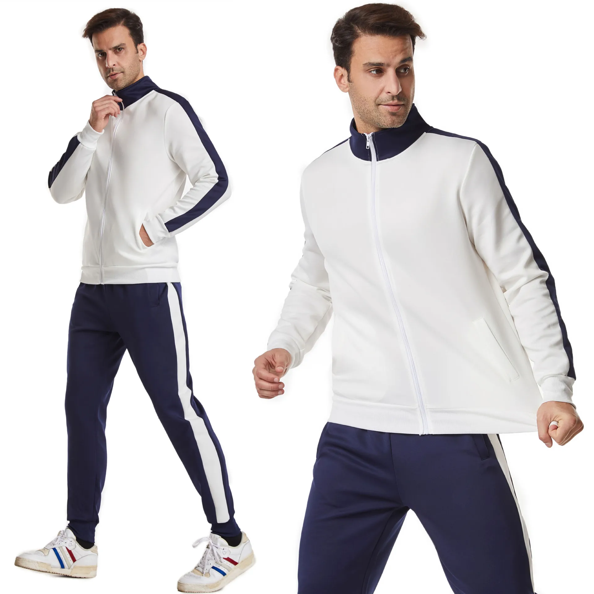 Wholesale Customized Men Tracksuit Zipper Long Sleeve Plain Blank Jogging&Training Men Sportswear Two Piece Set
Wholesale Customized Men Tracksuit Zipper Long Sleeve Plain Blank Jogging&Training Men Sportswear Two Piece Set