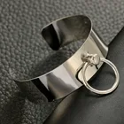 Cuff Bracelet New Brushed Big Round Bangles for Women Classic Geometric