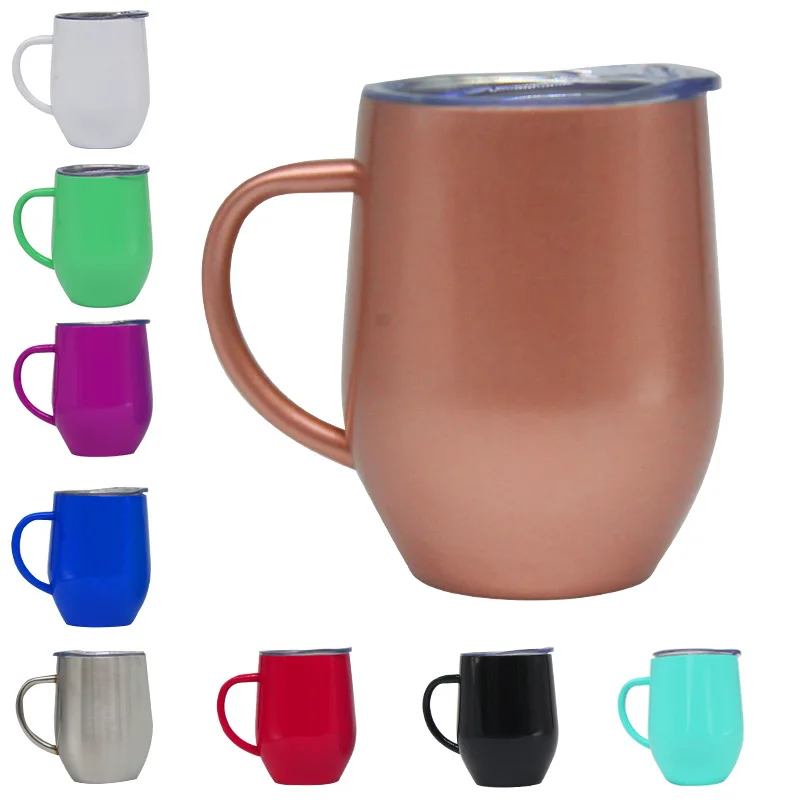 Wholesale 12oz stainless steel wine tumbler eggshell shape double stainless steel cup with handle
Wholesale 12oz stainless steel wine tumbler eggshell shape double stainless steel cup with handle