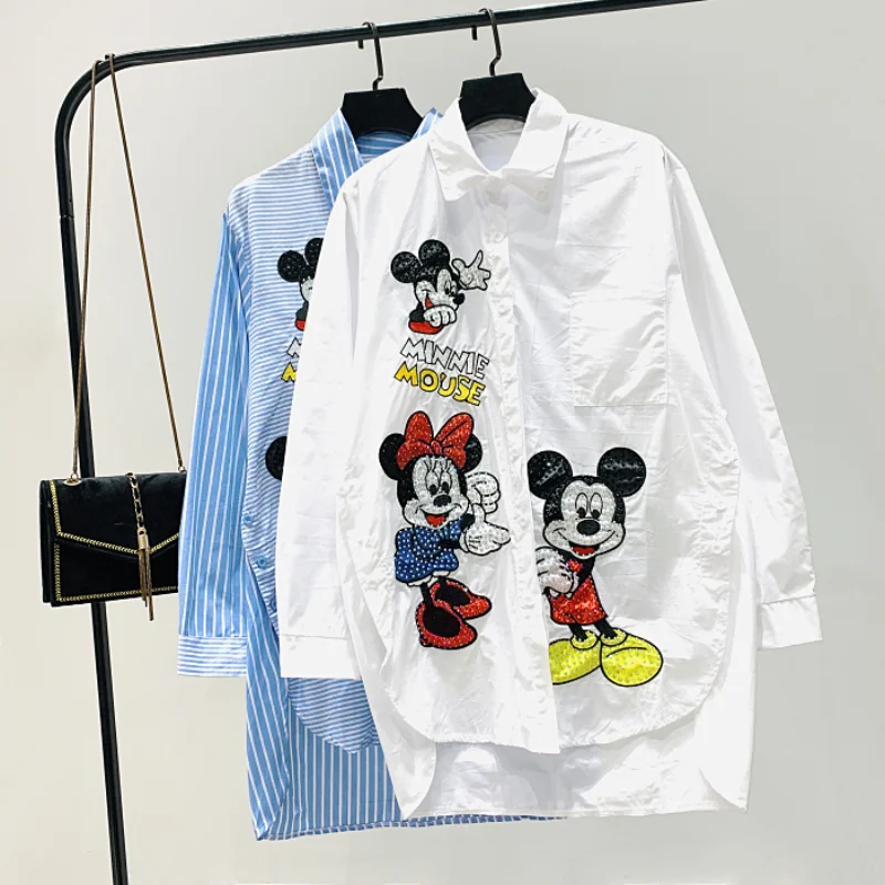 Long Sleeve Shirt for Women 2021 Spring and Summer Blouse Cartoon Pattern Embroidery Rhinestone Loose Mid-Length Oversize Top
Long Sleeve Shirt for Women 2021 Spring and Summer Blouse Cartoon Pattern Embroidery Rhinestone Loose Mid-Length Oversize Top