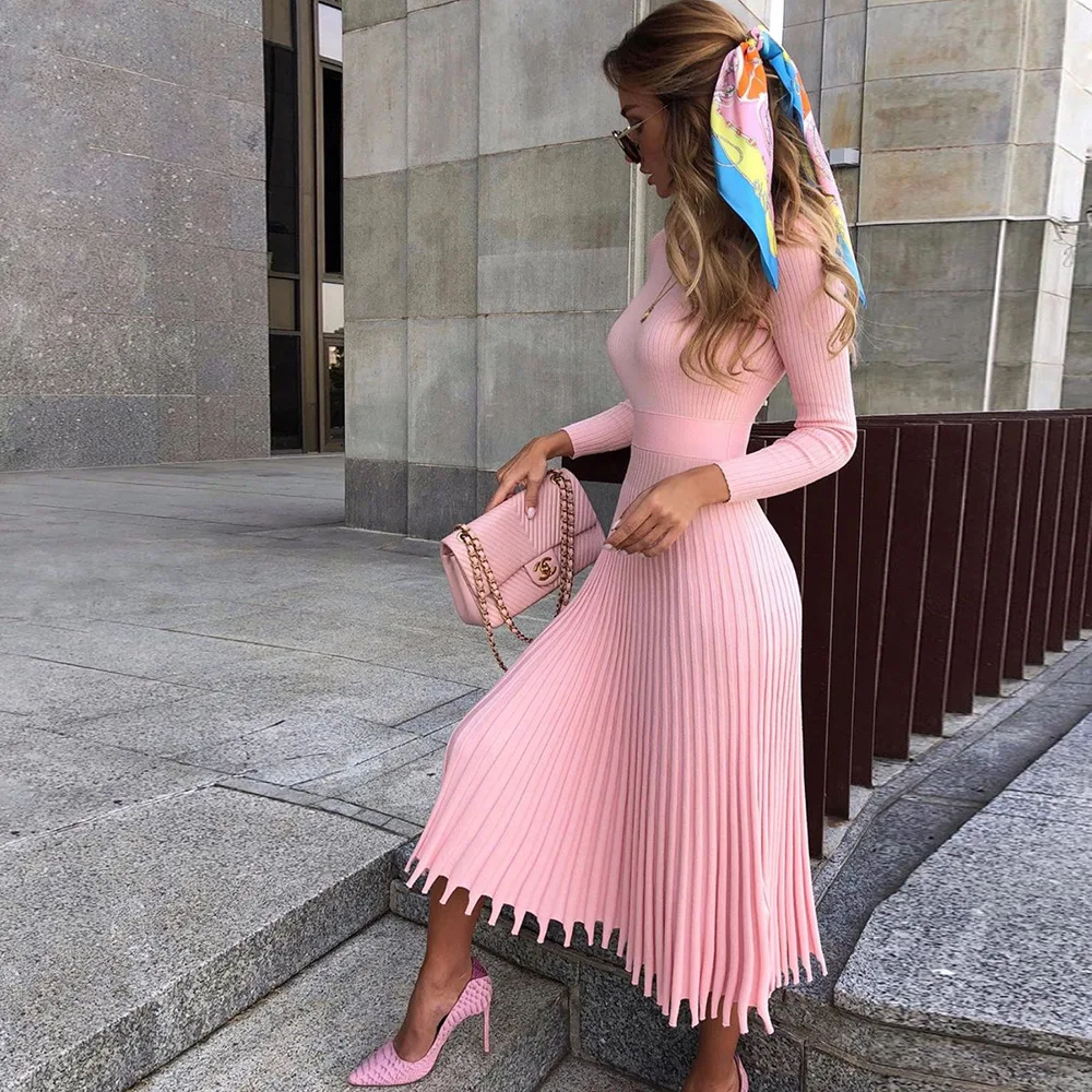High Quality New Arrival Womens Casual Dresses Knitted Sweater Long Cotton Dress Fall Winter Clothing Fashion 2020, Picture color
High Quality New Arrival Womens Casual Dresses Knitted Sweater Long Cotton Dress Fall Winter Clothing Fashion 2020, Picture color