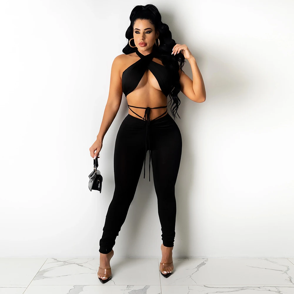Women Two Piece Pants Set Cut Out Top And Bandage Long Pant Fashion Sexy Hollow Out Party Wear
Women Two Piece Pants Set Cut Out Top And Bandage Long Pant Fashion Sexy Hollow Out Party Wear