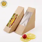 compostable kraft paper wedge biodegradable brown PLA kraft paper sandwich box