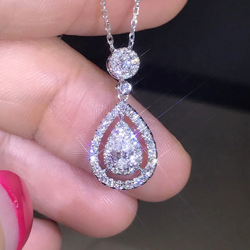 Luxury Female Water Drop Pendant Necklace Cute Silver Zircon Long Necklace Fashion Bride Wedding Necklaces For Women
Luxury Female Water Drop Pendant Necklace Cute Silver Zircon Long Necklace Fashion Bride Wedding Necklaces For Women