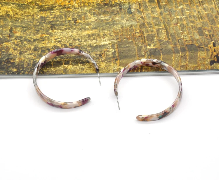 Custom colorful acrylic ear jewelry for women iridescent acetate hoop earrings