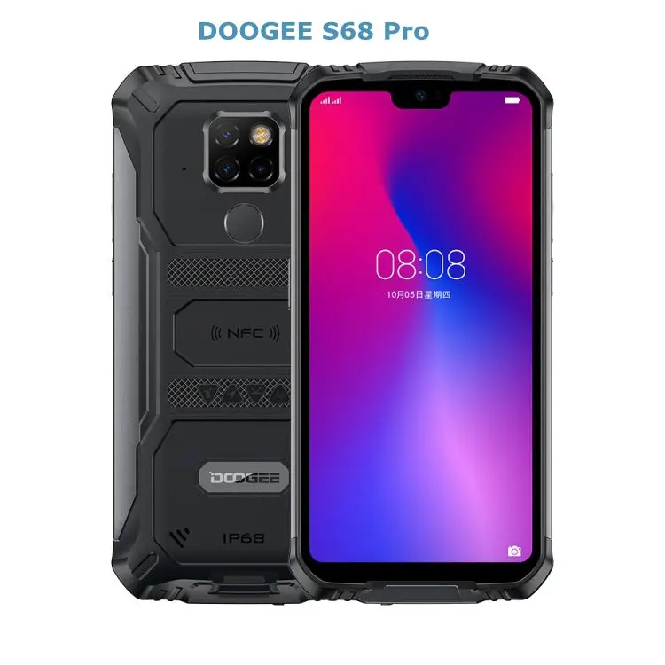 

Global DOOGEE S68 Pro 6gb 128GB 6300mAh Triple Back Cameras Face Id Octa Core 5.84 inch Android 9.0 Rugged Smart Phone