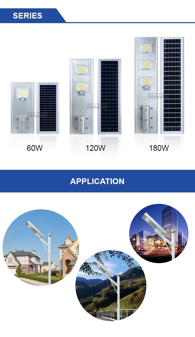 ALLTOP China manufacturer outdoor aluminum MPPT solar charge controller all in one 60w 120w 180w led solar street light