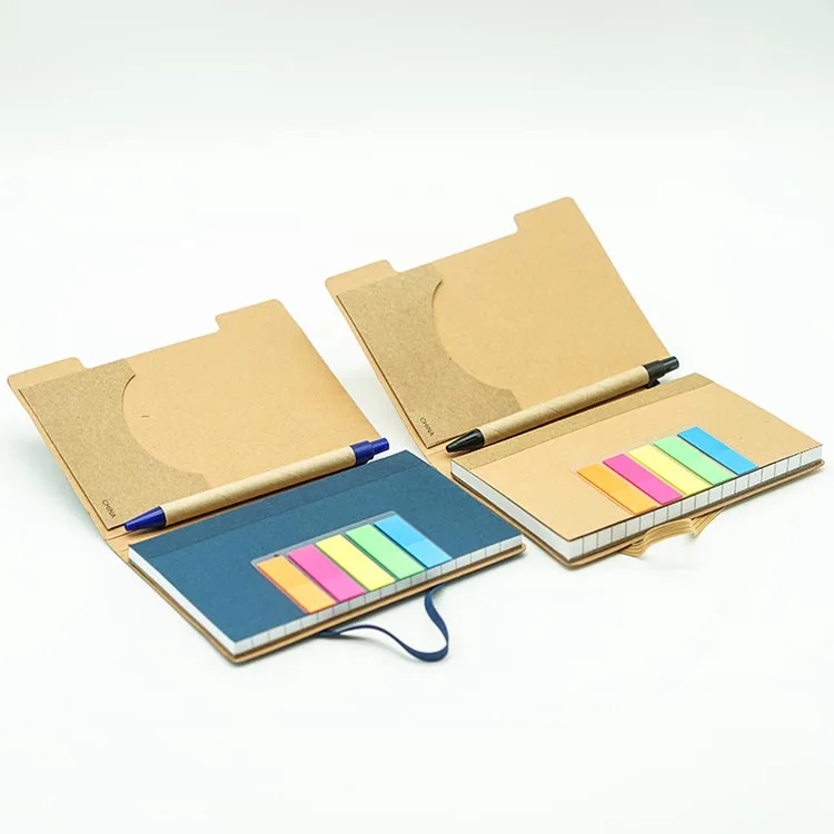 customized logo sticky notes notebook and pen gift set