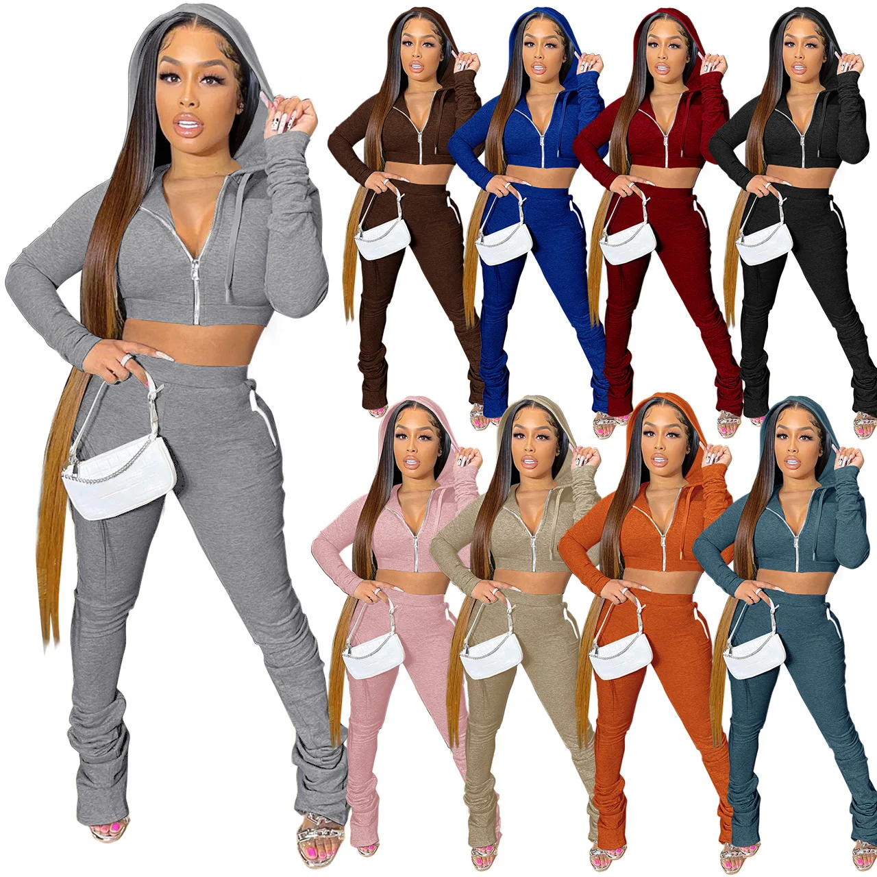 Hot Sale fall custom two piece pants set women clothing long sleeve top jogger outfits sports causal two piece set, Picture
Hot Sale fall custom two piece pants set women clothing long sleeve top jogger outfits sports causal two piece set, Picture