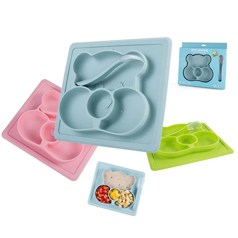 Wholesale Nolvelty Bear Shape Disposable Non Skip Baby Plates Funny Silicone Kids Dinnerware Set, Blue/green/pink/custom
Wholesale Nolvelty Bear Shape Disposable Non Skip Baby Plates Funny Silicone Kids Dinnerware Set, Blue/green/pink/custom