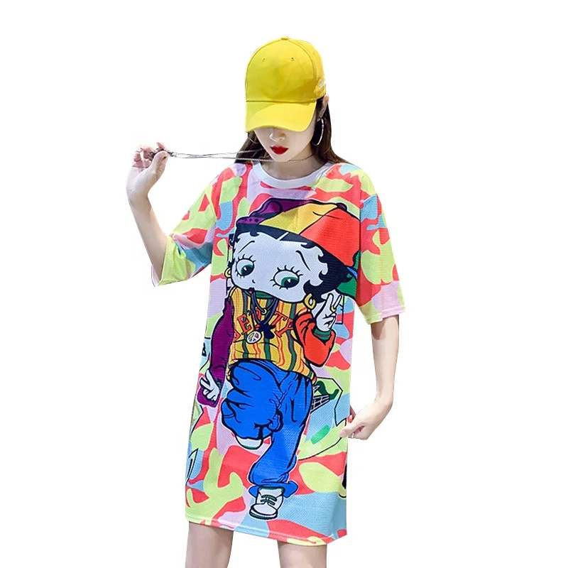 China factories mesh top wholesale plus size sleepwear cartoon figures print breathable oversized tshirt dress
China factories mesh top wholesale plus size sleepwear cartoon figures print breathable oversized tshirt dress