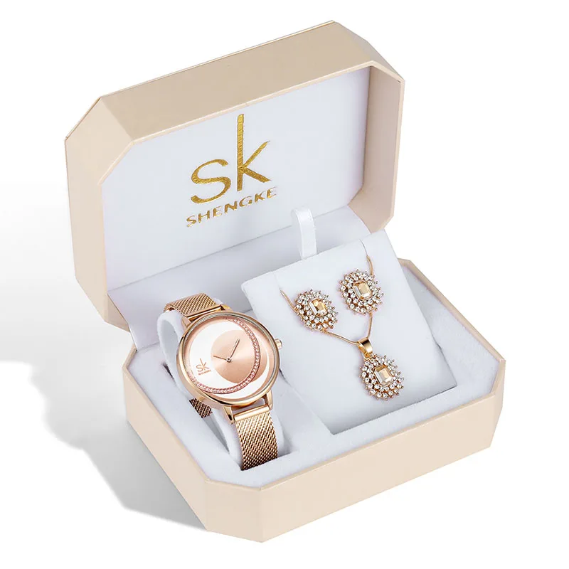 SHENGKE SK Luxury Jewelry Watches Set Bracelets & Bangles Watch Earring Necklace Jewelry Sets Box Dress Watches Sets 95001
SHENGKE SK Luxury Jewelry Watches Set Bracelets & Bangles Watch Earring Necklace Jewelry Sets Box Dress Watches Sets 95001