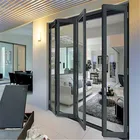 High Quality Interior Home Sliding Entry Burglar Proof Glass Aluminium Bi Folding With Exterior Door