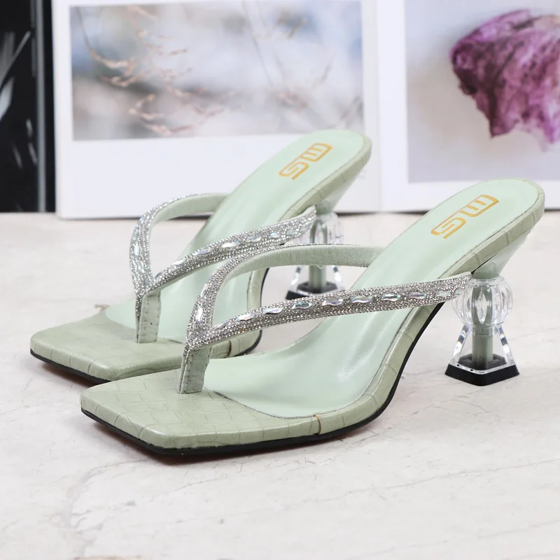 Luxury Dress Shoes PU Elegant Women's Pumps Ladies Open-Toe High Block Heels Rhinestone Bling Flip Flops Square Heeled Sandals
Luxury Dress Shoes PU Elegant Women's Pumps Ladies Open-Toe High Block Heels Rhinestone Bling Flip Flops Square Heeled Sandals