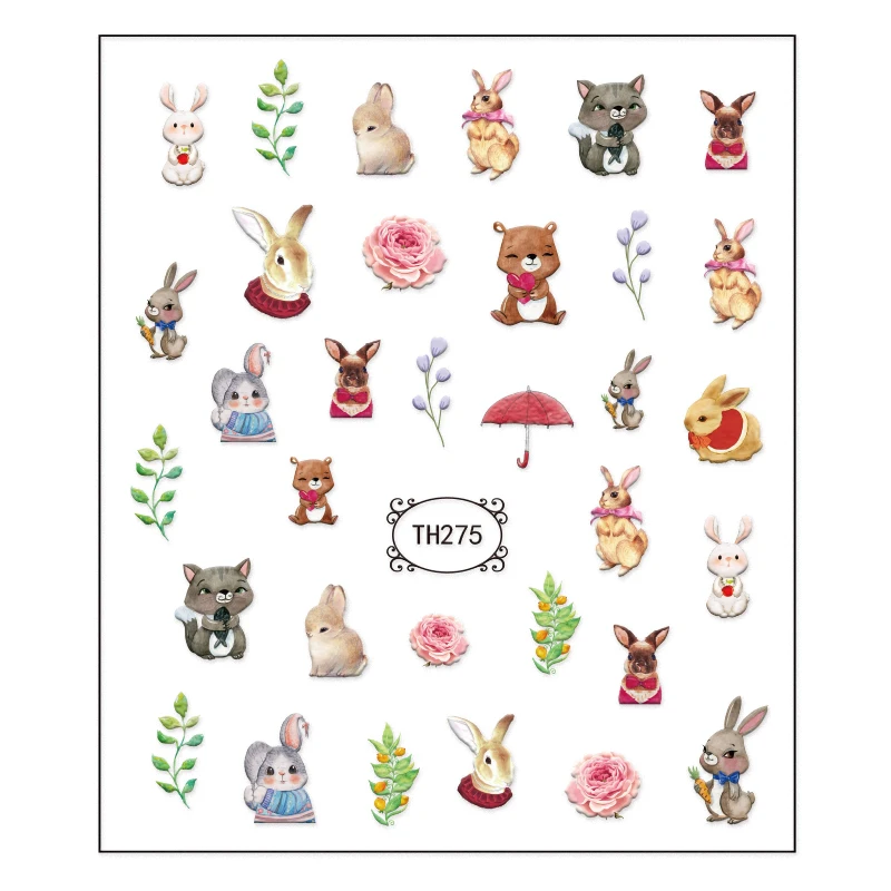 Hot Sale Adhesive Cute Cartoon Rabbit 3D Nail Decals Manicure Tools Nail Art Decoration, Colorful
Hot Sale Adhesive Cute Cartoon Rabbit 3D Nail Decals Manicure Tools Nail Art Decoration, Colorful
