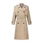 New design Classic double-breasted casual over knee long trench coat for women