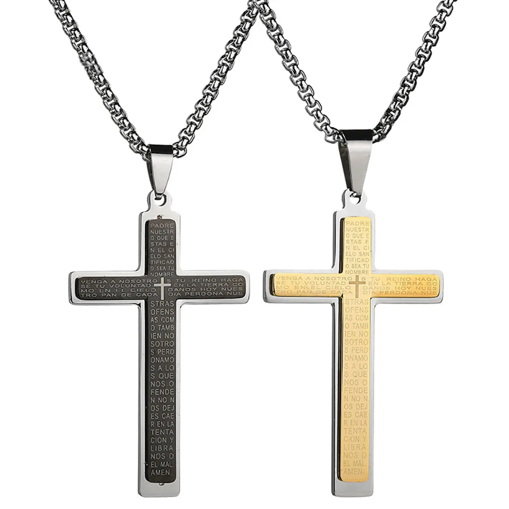 Christian religious couple corrupt scripture black gold plated pendant stainless steel cross necklace, Gold, black
Christian religious couple corrupt scripture black gold plated pendant stainless steel cross necklace, Gold, black