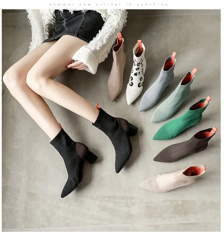 Fashion Winter Shoes Sexy Elastic Knitting Sock boots Pointed Toe Women Chunky High Heel Ankle Boots, Black,red ,green,grey
Fashion Winter Shoes Sexy Elastic Knitting Sock boots Pointed Toe Women Chunky High Heel Ankle Boots, Black,red ,green,grey