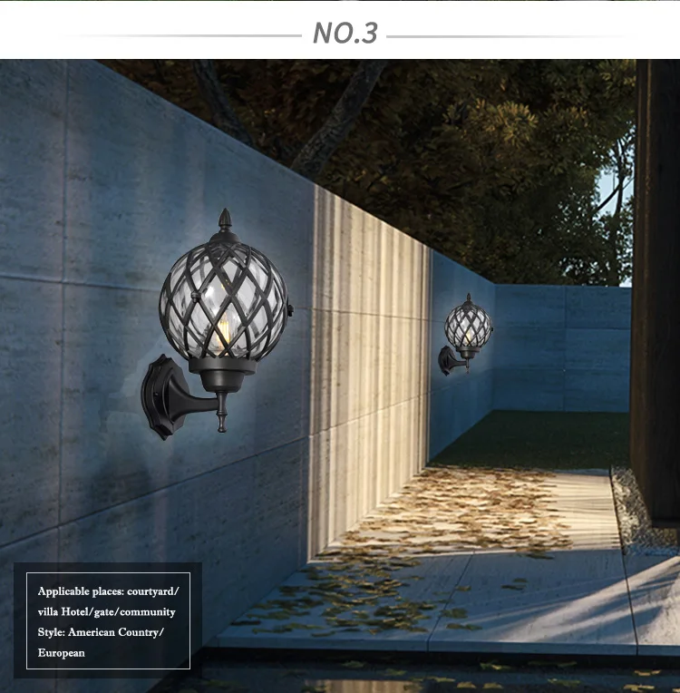 Street Sidewalk Square Park Retro Outdoor Garden E27 Lantern Wall Lamp