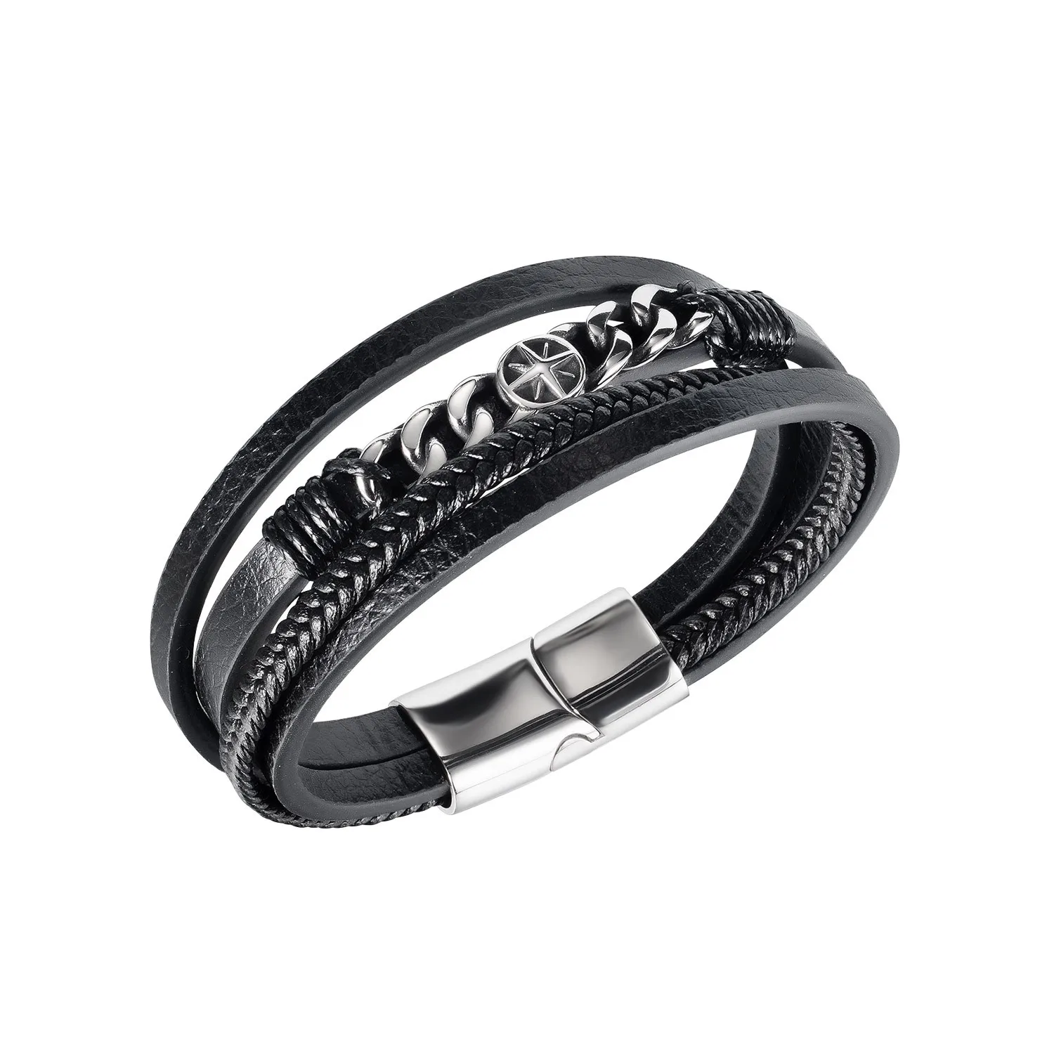 Star Bracelets Woven leather Fashion Accessory Silver Bracelets Men Charm racelet Titanium Bracelet
Star Bracelets Woven leather Fashion Accessory Silver Bracelets Men Charm racelet Titanium Bracelet