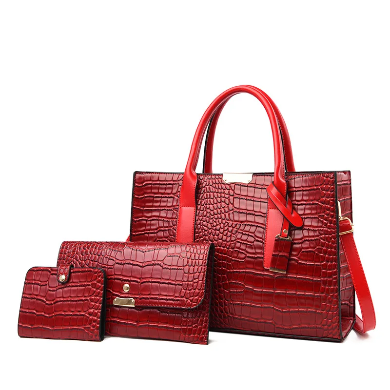 Classic solid color crocodile pattern purse female hand bag shoulder sling bags set women handbags ladies, 3colors
Classic solid color crocodile pattern purse female hand bag shoulder sling bags set women handbags ladies, 3colors