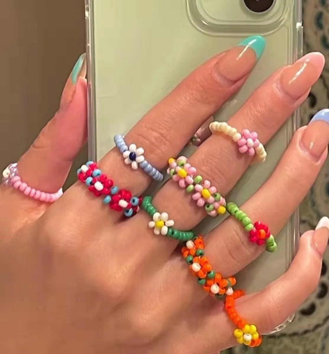 Fashion Bohemian Flowers Finger Ring Handmade Multi-color Rice Beads Ladies Rings, Customized color
Fashion Bohemian Flowers Finger Ring Handmade Multi-color Rice Beads Ladies Rings, Customized color