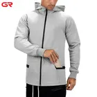 New Style Plain Sweater Workout Men Long Sleeve Zip Up Sports Pullover Hoodie