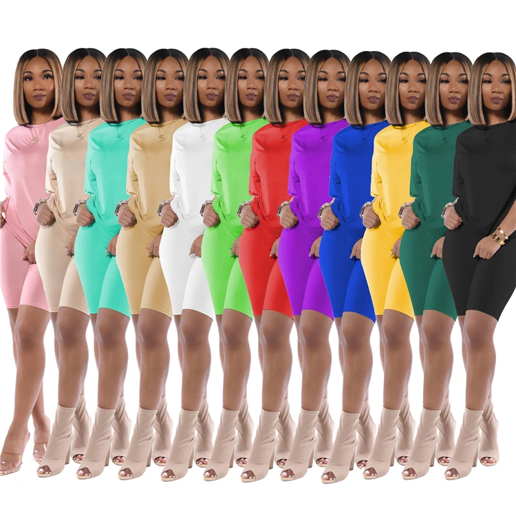 2021 Fashion Casual Ladies Plus Size Sport Two Piece Tracksuit Short Sleeve Skinny Solid Color Women Short 2 Piece Set
2021 Fashion Casual Ladies Plus Size Sport Two Piece Tracksuit Short Sleeve Skinny Solid Color Women Short 2 Piece Set