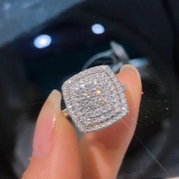 Factory wholesale Sparkle Luxury Square Shaped Design Wedding Diamond Ring Hiphop Style In Solid Gold, White
Factory wholesale Sparkle Luxury Square Shaped Design Wedding Diamond Ring Hiphop Style In Solid Gold, White