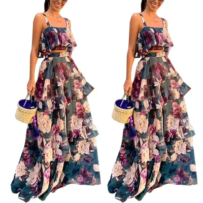 Floral Print Vintage Women Dress Sexy Two Piece Suit Elegant Party Gold Dress Summer Beach Dress Coldker
Floral Print Vintage Women Dress Sexy Two Piece Suit Elegant Party Gold Dress Summer Beach Dress Coldker