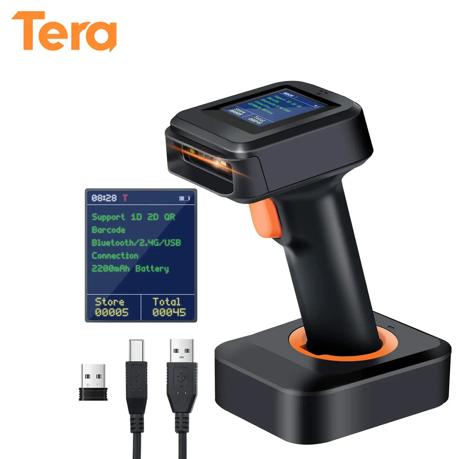 Tera Barcode Scanner with charging cradle 2D Wireless Bar Code Reader with Screen Blue tooth Vibration Handheld QR Code Reader
Tera Barcode Scanner with charging cradle 2D Wireless Bar Code Reader with Screen Blue tooth Vibration Handheld QR Code Reader