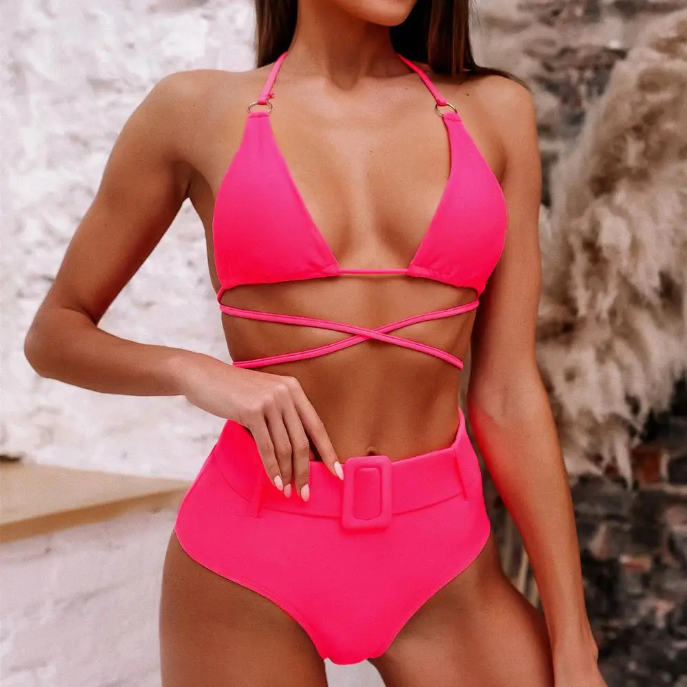 High waist bikini 2021 halter tie swimwear two pieces wholesale thong swimsuit belt bathing suit female beachwear
High waist bikini 2021 halter tie swimwear two pieces wholesale thong swimsuit belt bathing suit female beachwear