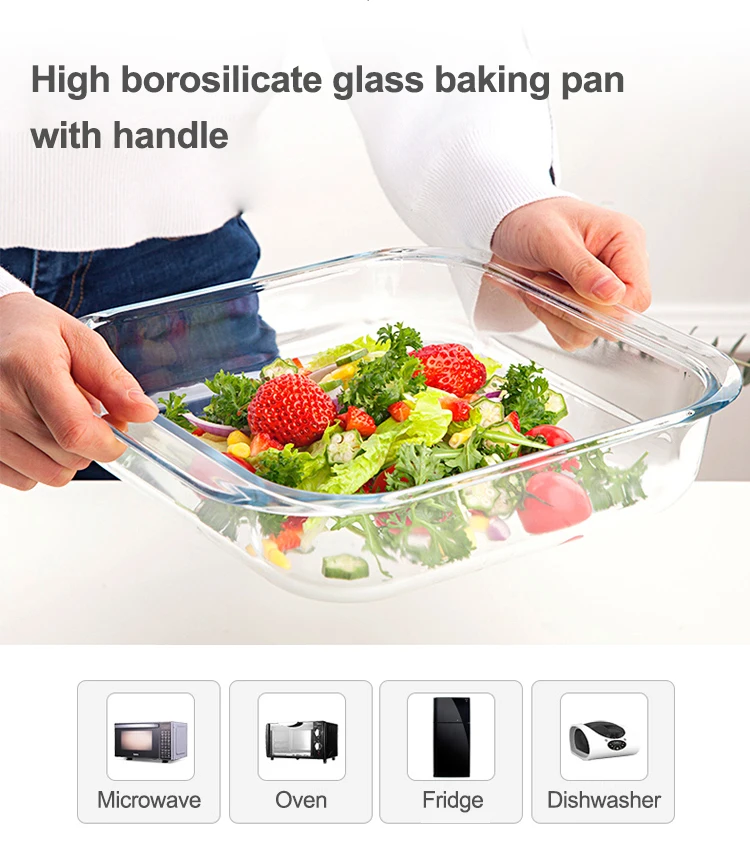 High quality durable square baking pan bakeware sets glass oven serving dish