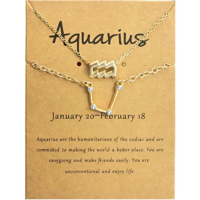 New Zodiac Pendant Necklace 2 Pieces Gold Plated Chain Necklaces Creative Zodiac Sign Necklaces
New Zodiac Pendant Necklace 2 Pieces Gold Plated Chain Necklaces Creative Zodiac Sign Necklaces