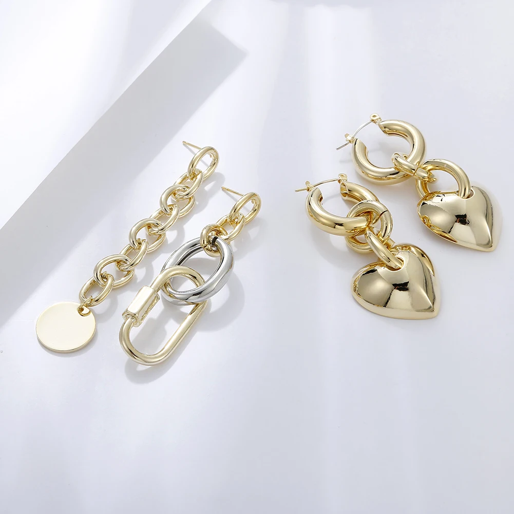 Fashionable Women Jewelry Gold Plated Brass Round Chain Link Gold Heart Earrings For Best Gift, Picture
Fashionable Women Jewelry Gold Plated Brass Round Chain Link Gold Heart Earrings For Best Gift, Picture