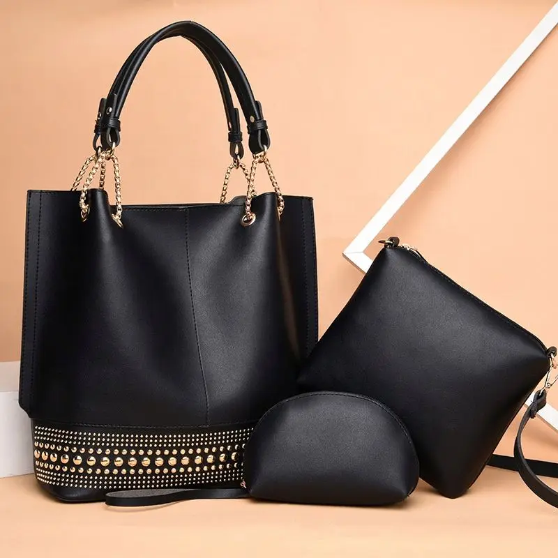 Luxury Brand Messenger Bag Female Tote Crossbody Bag Purse Leather Rivet 3pcs Ladies Bags Women Handbags
Luxury Brand Messenger Bag Female Tote Crossbody Bag Purse Leather Rivet 3pcs Ladies Bags Women Handbags