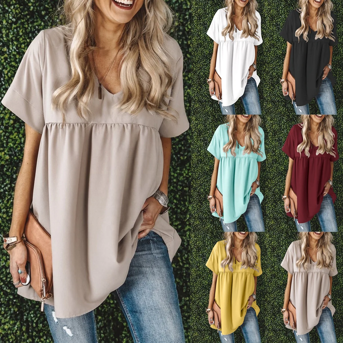 YYM6006 Fashionable solid color ladies tops 2021 sexy woman clothing wholesale plus size shirts summer t-shirt women, As picture or customized make
YYM6006 Fashionable solid color ladies tops 2021 sexy woman clothing wholesale plus size shirts summer t-shirt women, As picture or customized make
