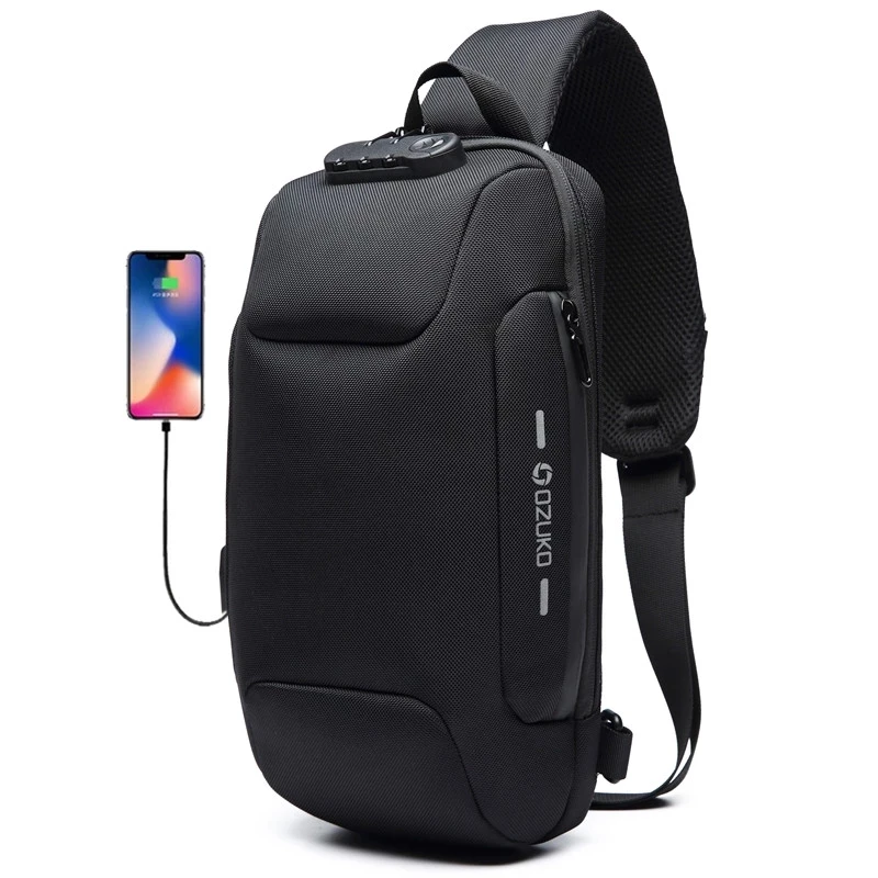 

New Sports Waterproof Usb Charging Rucksack Chest Back Pack Anti Theft Chest Shoulder Sling Bag Leisure Mens Messenger Bags, Black,blue,green,grey,red,camo