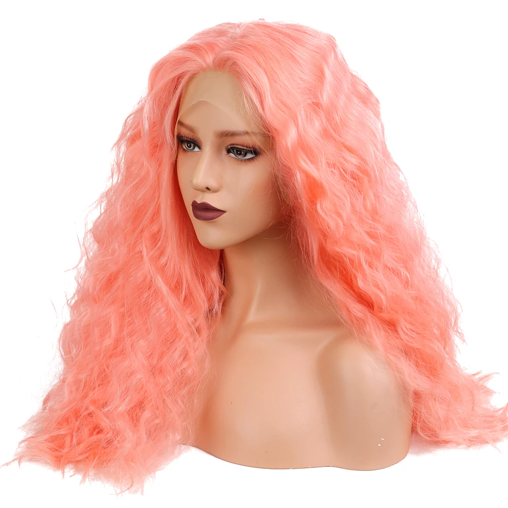 Wholesale Synthetic wig of 26 inch Orange Pink Curly Front Lace Wig Wave Pre-cut 10a Quality Lace Front Wig
Wholesale Synthetic wig of 26 inch Orange Pink Curly Front Lace Wig Wave Pre-cut 10a Quality Lace Front Wig