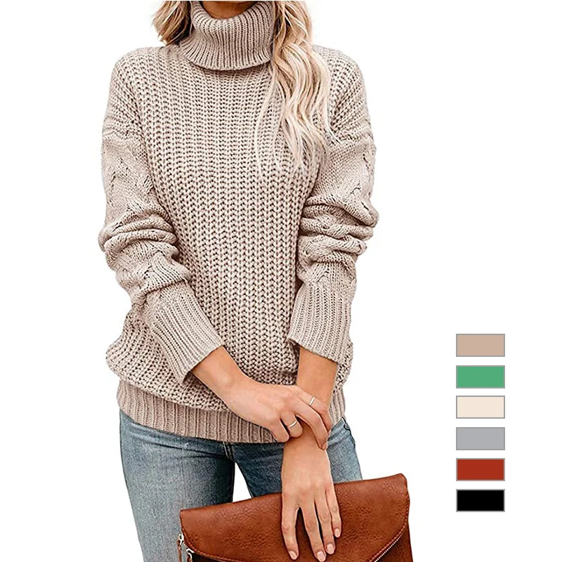 2021 Autumn Winter Female Solid Color CABLE Turtleneck Knitted Sweater Tops Quality Knitwear Clothes For Ladies, Customized color
2021 Autumn Winter Female Solid Color CABLE Turtleneck Knitted Sweater Tops Quality Knitwear Clothes For Ladies, Customized color