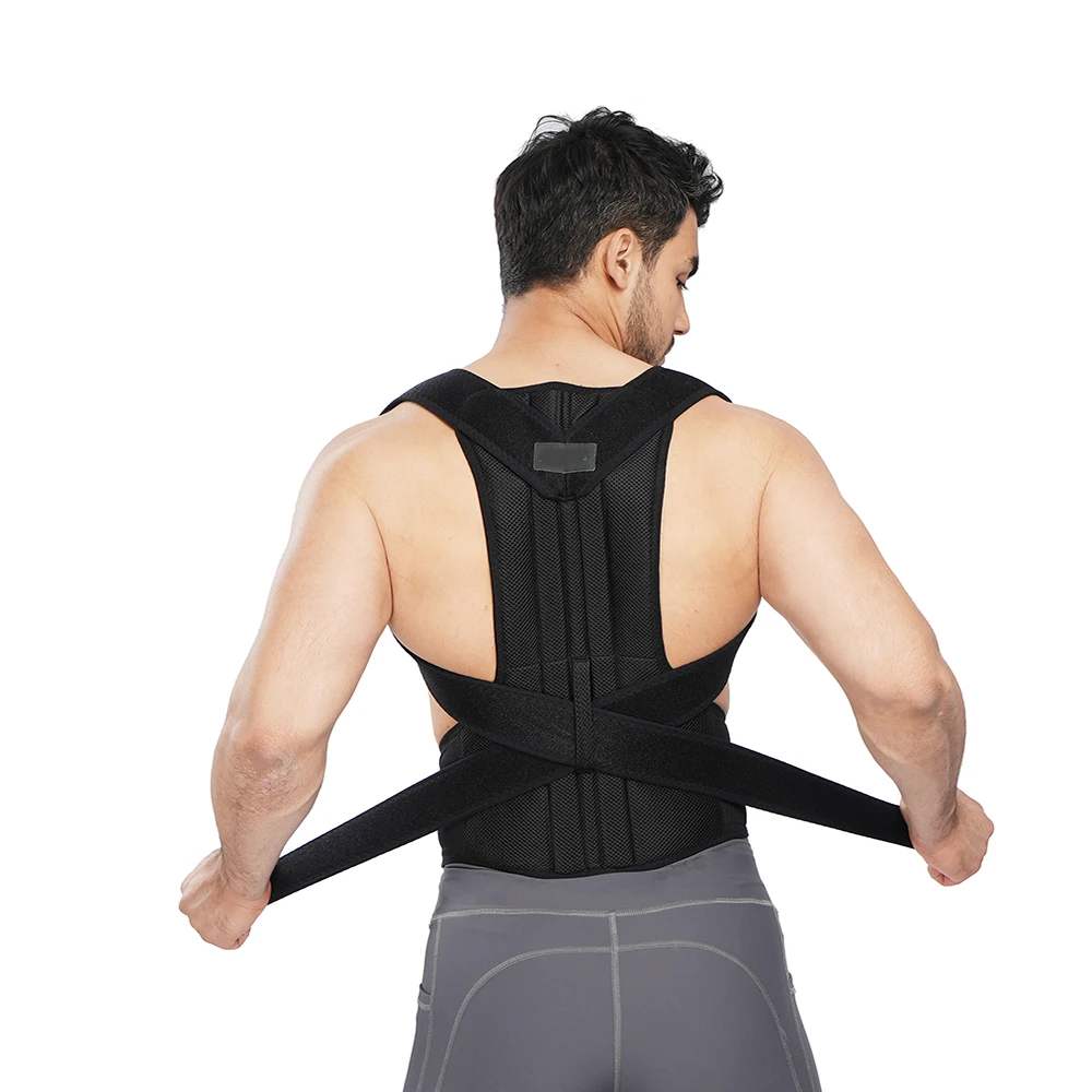High quality back brace support belt posture corrector for men, Black 
High quality back brace support belt posture corrector for men, Black