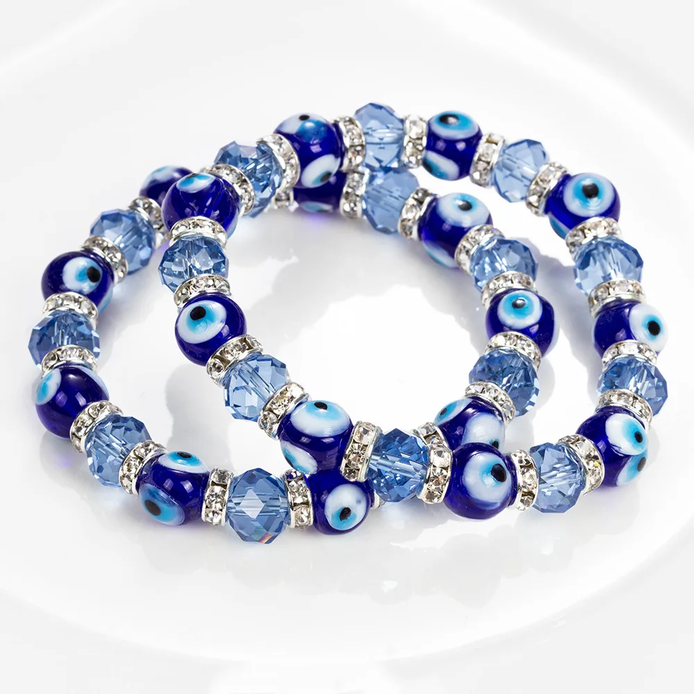 Adjustable 8mm Glasses Beads Evil Eyes Stretch Bracelet Blue Eye Crystal Bracelet 
Adjustable 8mm Glasses Beads Evil Eyes Stretch Bracelet Blue Eye Crystal Bracelet