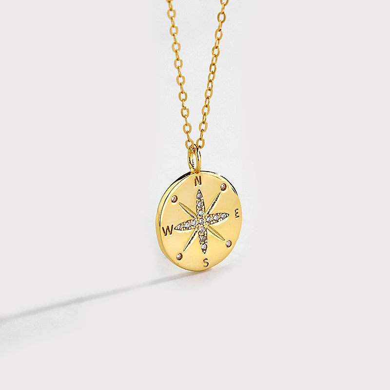 A1432 Fashion 18K Gold Plated Jewellery Coin Necklace 925 Sterling Silver Compass Necklaces
A1432 Fashion 18K Gold Plated Jewellery Coin Necklace 925 Sterling Silver Compass Necklaces