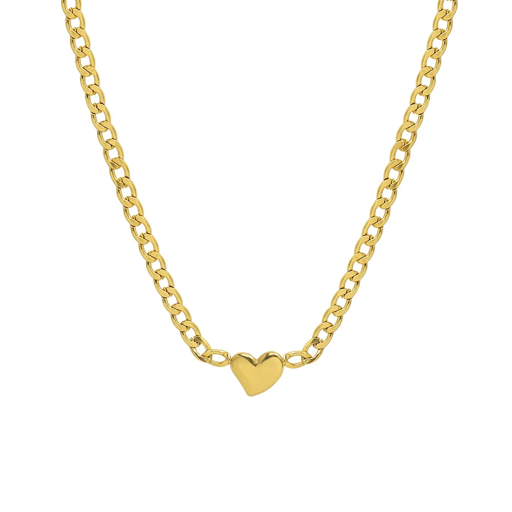 18k Gold Plated Stainless Steel Jewelry Figaro Chain Link Curved Heart Necklace for Women Jewelry
18k Gold Plated Stainless Steel Jewelry Figaro Chain Link Curved Heart Necklace for Women Jewelry